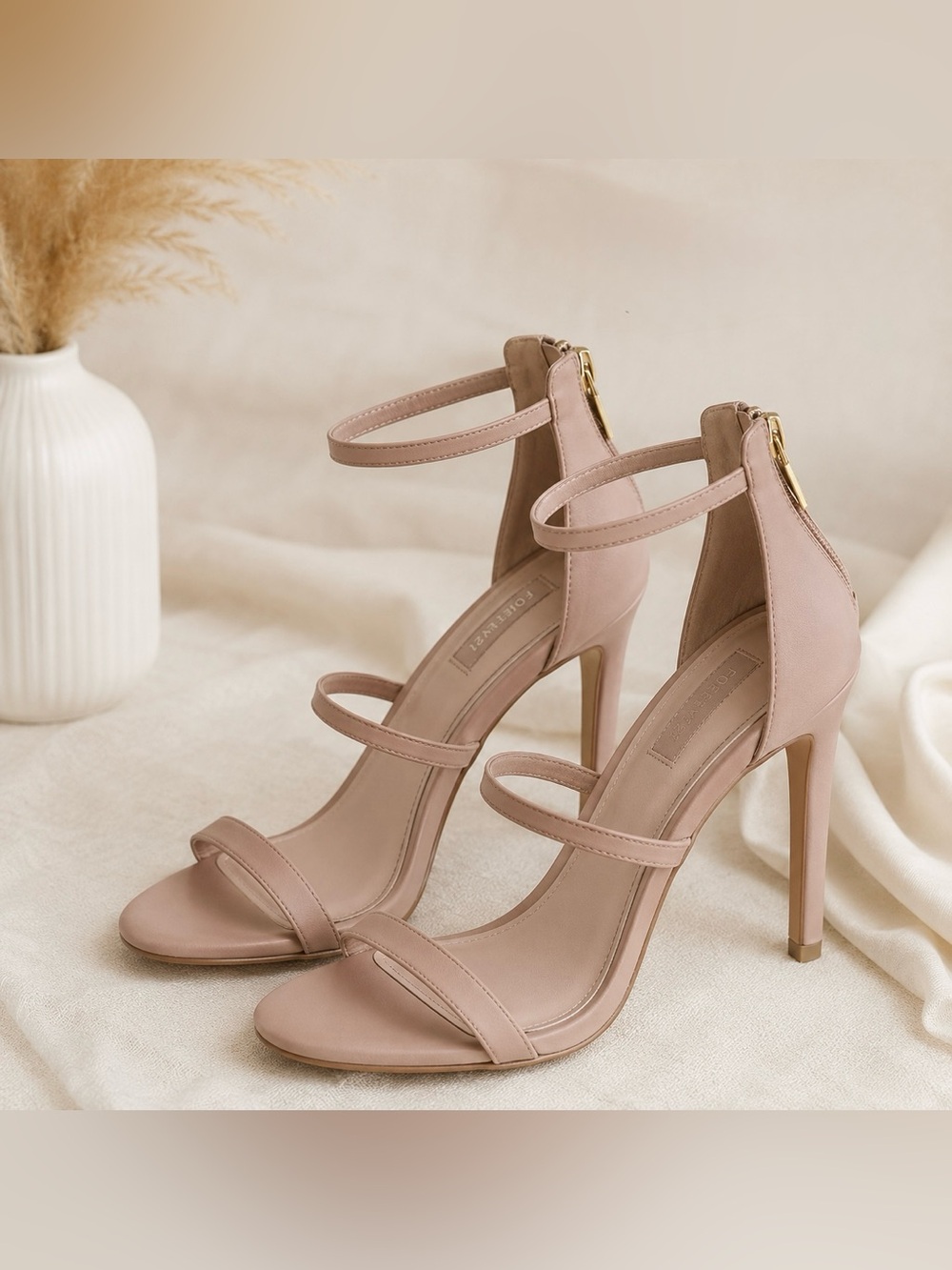 Forever 21 | Nude Strappy Stiletto Heels | Ankle Strap Sandals